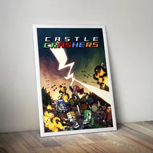 Castle Crashers Game Poster, Minimalist Gaming Room Wall Decor, Computer Game Wall Art, Gamer room Decor