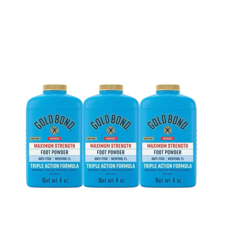 Gold Bond Foot Powder 4 oz., Maximum Strength Odor Control & Itch Relief PACK OF 3