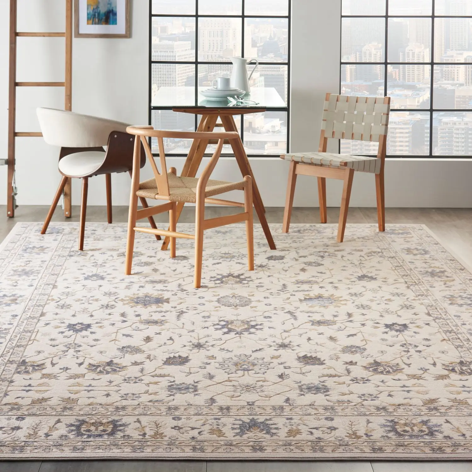 Nourison Sleek Textures Indoor Area Rug - Home Decorative Rug, Farmhouse Persian Style, Contemporary Neutral-Tone Print, Versatile for Living Room Bedroom Decor, Indoor Area Rugs