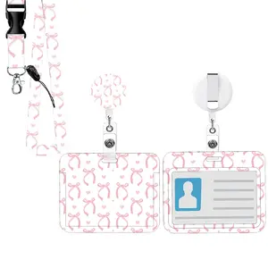 Sweet Bow ID Lanyard Set, Detachable Badge Holder, Nurse Badge Reel, Versatile Work Tag Stand, Medical Assistant Accessories, Office Gift