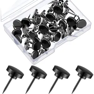 30 Pcs Push Pins, Metal Thumb Tacks for Picture Photo Hanging, Wall Pins for Board Posters Bulletin Maps, Wall Tack for Office Home Decorative (Black) - Home Improvement.