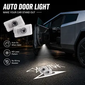 2Pcs Tesla Cybertruck Door Welcome Lights, HD LED Logo Puddle Projector Lamps, Long-Lifespan, Fade-Resistant, Waterproof, Dustproof, Plug-and-Play Car Decor Lights Compatible with All Model Years