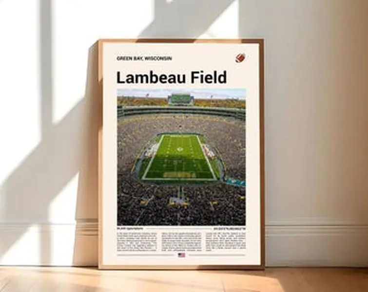 Lambeau Field Poster, Green Bay Packers Poster Print, NFL Stadium Poster, Sports Poster, Mid Century Modern, Football Fan Gift Print