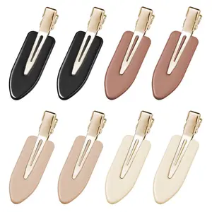 8 count No bend Hair Clips No Crease Makeup Hair Clip Duckbill Clip No Dent Creaseless  Hair Barrettes for Salon Hairstyle Women Girls Makeup Accessories (Black Coffee)