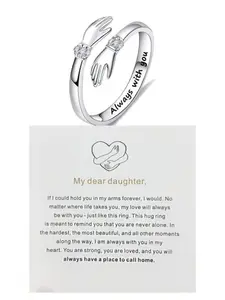Heartfelt Hug Ring, Heart Signet Ring for Daughter, Love and Protection Symbol, Meaningful Gift, Warm and Significance, Forever with You