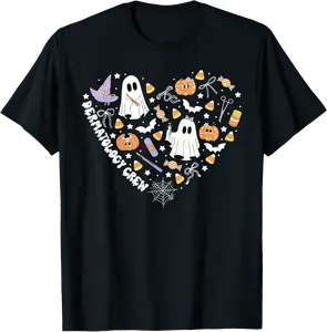Halloween Dermatology Crew Ghost Pumpkin Heart Dermatologist T-Shirt - 26B0FLK4PN84