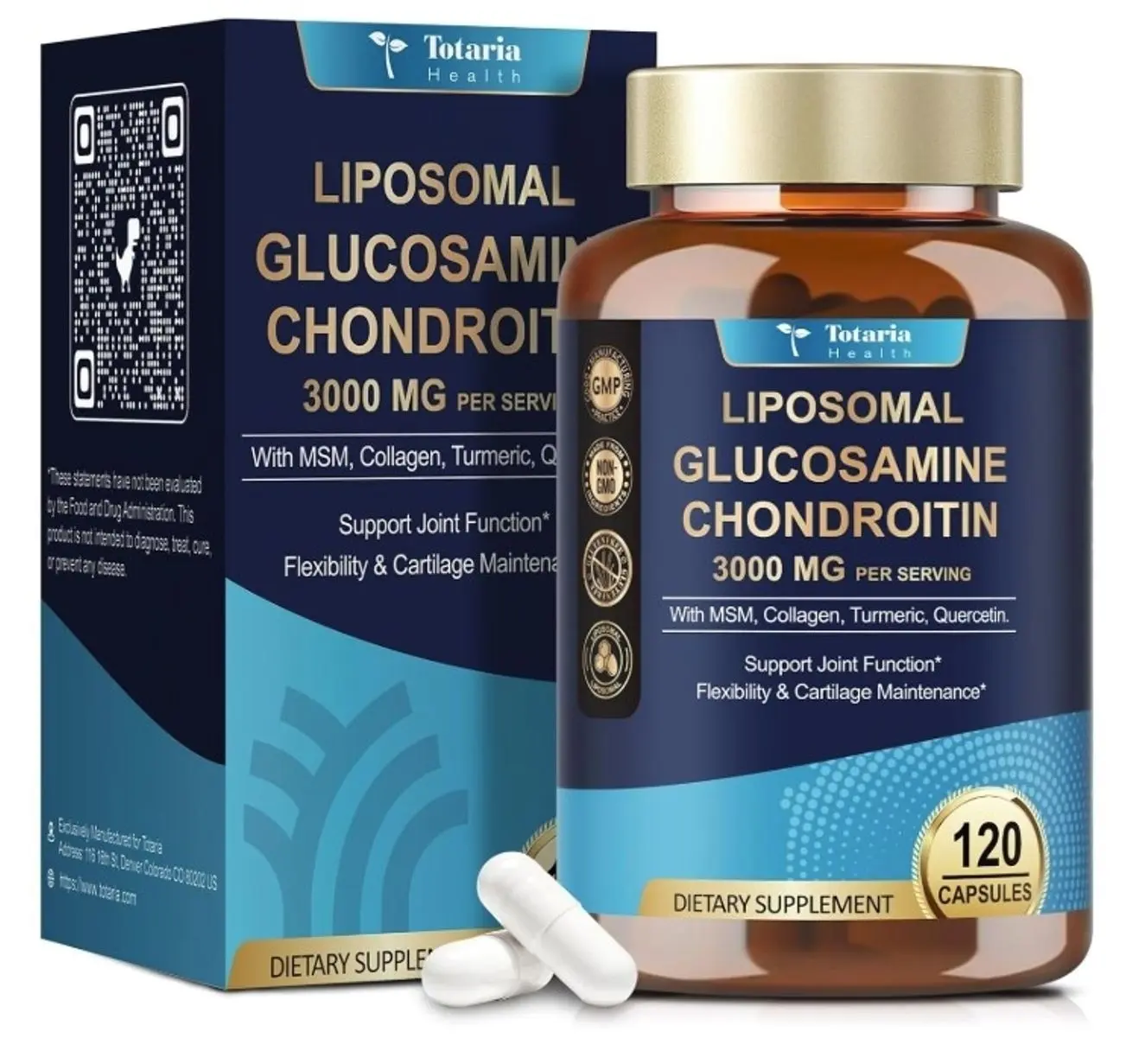 Liposomal Glucosamine Chondroitin MSM Collagen | 3000 MG | Joint Support Supplement Bone Health Support Flexibility & Cartilage Maintenance for Men & Woman Supplement, Non-GMO