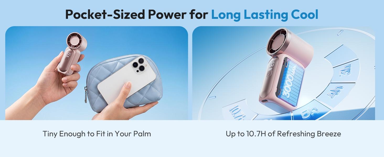 Portable Handheld Turbo Fan — Pocket-Sized with 6 Adjustable Wind Speeds and LED Display | The Ideal Choice for Travel, Outdoors, and Commuting