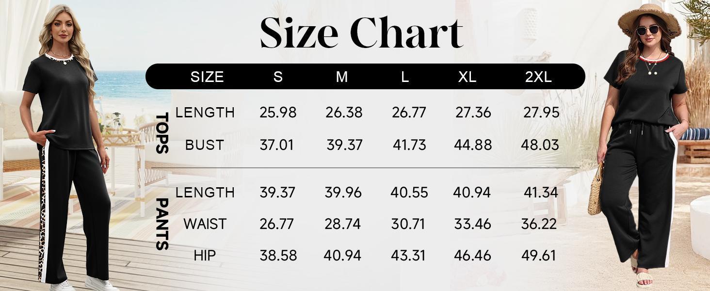 OFEEFAN 2 Piece Lounge Sets for Women Matching Set Summer Outfits Short Sleeve Tops Wide Leg Pants with Pockets