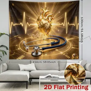 1pc, 2D Flat Printed for party Banners Featuring a Heartbeat Stethoscope Medical Scene Backdrop. High-Definition Printed Banner Props for Walls, Ideal for Photo for party Supplies And Photo Booth P