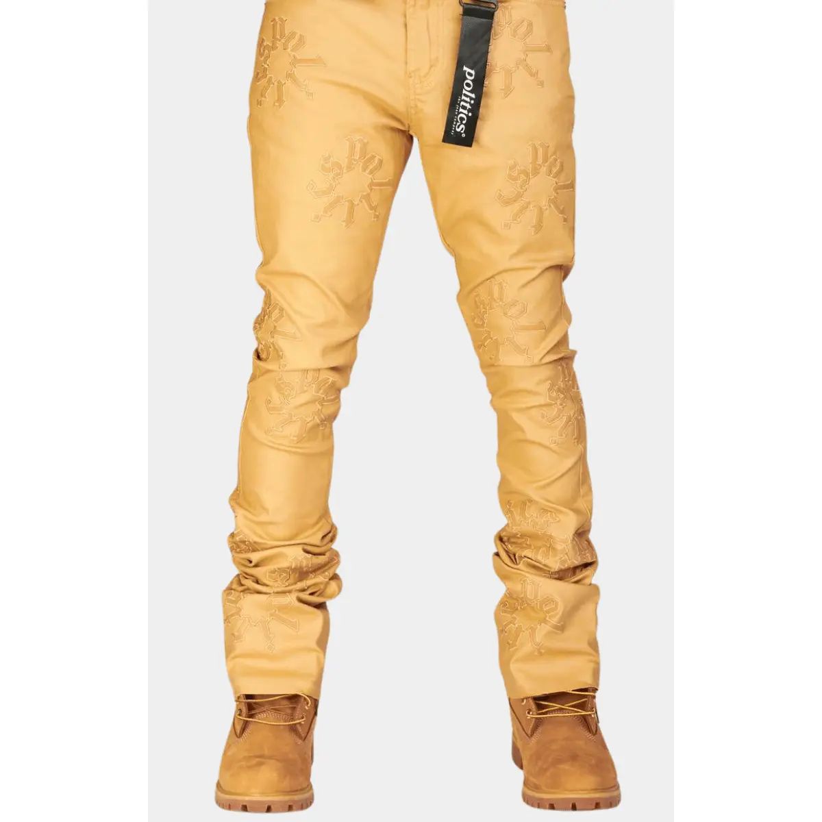 Politics - Waxed Flare Pants with PU Patches