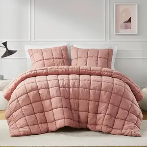 Main Street Down Alternative Comforter Set, Dream Puff, 3D Puff Stitching, Crinkled Quilted Design, Polyester Microfiber, Includes 2 King Shams