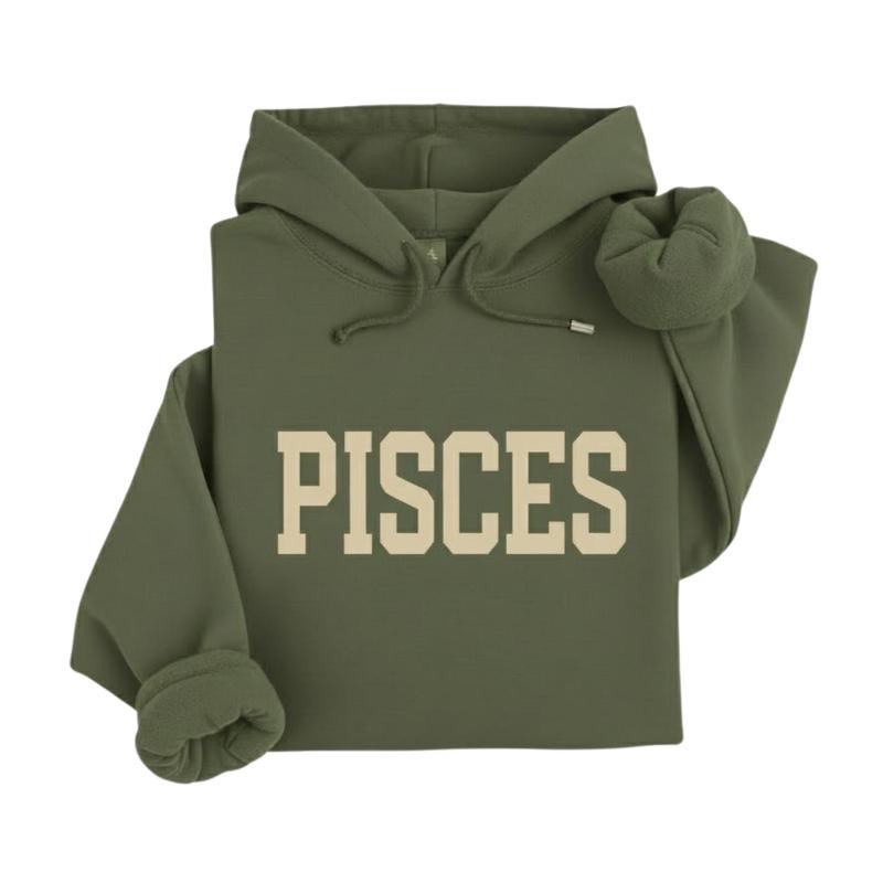 [Full 12 Zodiac] Minimalist Zodiac Hoodie – Astrology Sign Crewneck for Men and Women, Cozy Horoscope Pullover with Bold College Letter Design, Perfect Gift for Zodiac Lovers - EVA RAMOS