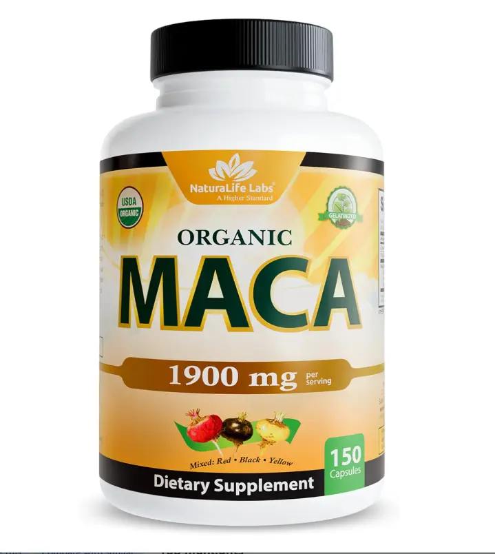 HOT SALE 2026!!  NaturaLife Labs Organic Maca Root – Black, Red & Yellow – 1900 mg per Serving – 150 Capsules – Gelatinized Peruvian Maca – Non-GMO, Gluten-Free, Vegan