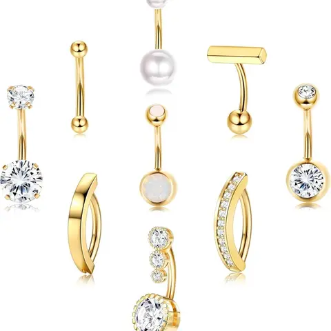 Women's Elegant Belly Button Rings, Navel Piercing Jewelry, Trendy Minimalist Belly Piercing Jewelry, Chic All-match Body Jewelry, Piercings Jewelry for Party & Daily Decor