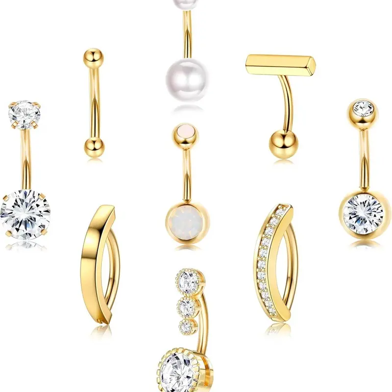 Women's Elegant Belly Button Rings, Navel Piercing Jewelry, Trendy Minimalist Belly Piercing Jewelry, Chic All-match Body Jewelry, Piercings Jewelry for Party & Daily Decor