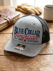 Blue Collar American Printed Cap, Dirty Hands Clean Money Richardson 112 Trucker Snapback, Gift for Him