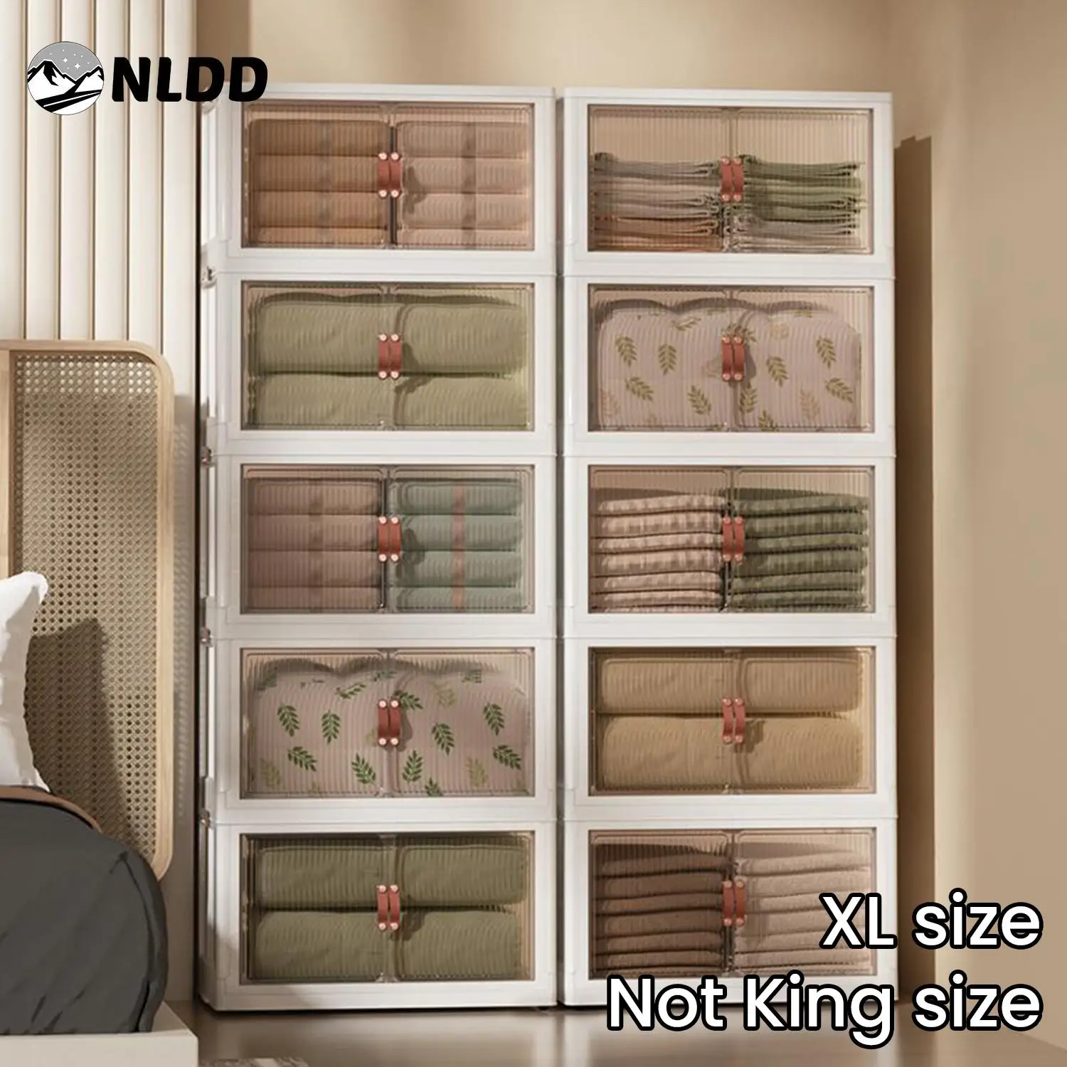 NLDD's 5-Tier Stackable Cabinet Organiser: Collapsible Storage Boxes with Lids & Doors, Versatile, Dustproof for Every Room, Kitchen, Security