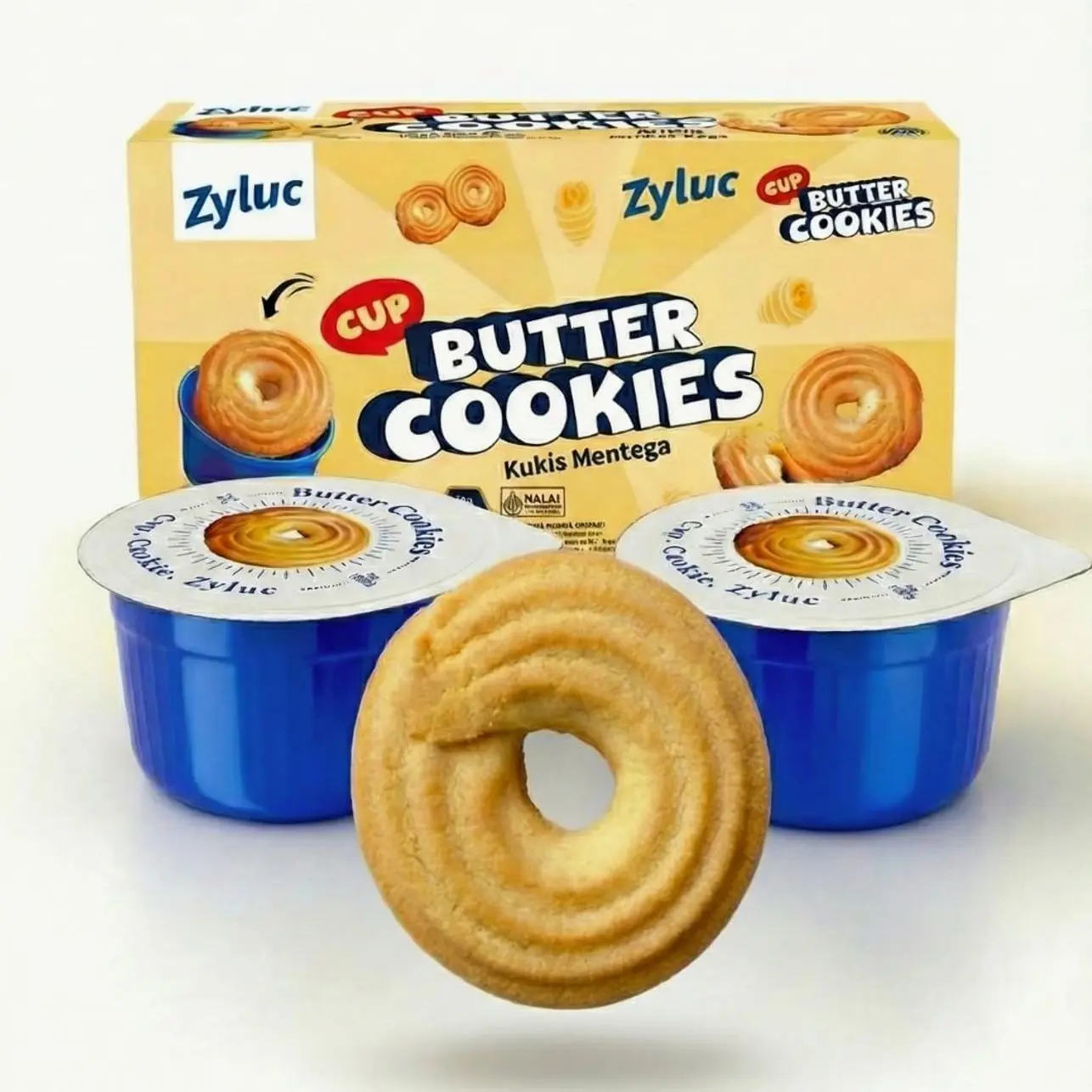 Zyluc Butter Cookies – 16 Single-Serve Snack Cups (3 Cookies Each) | Cup-Packed, Fresh & Crispy, Mess-Free Family Snack for Kids, Lunchboxes, Office, Travel & Sharing (400g)