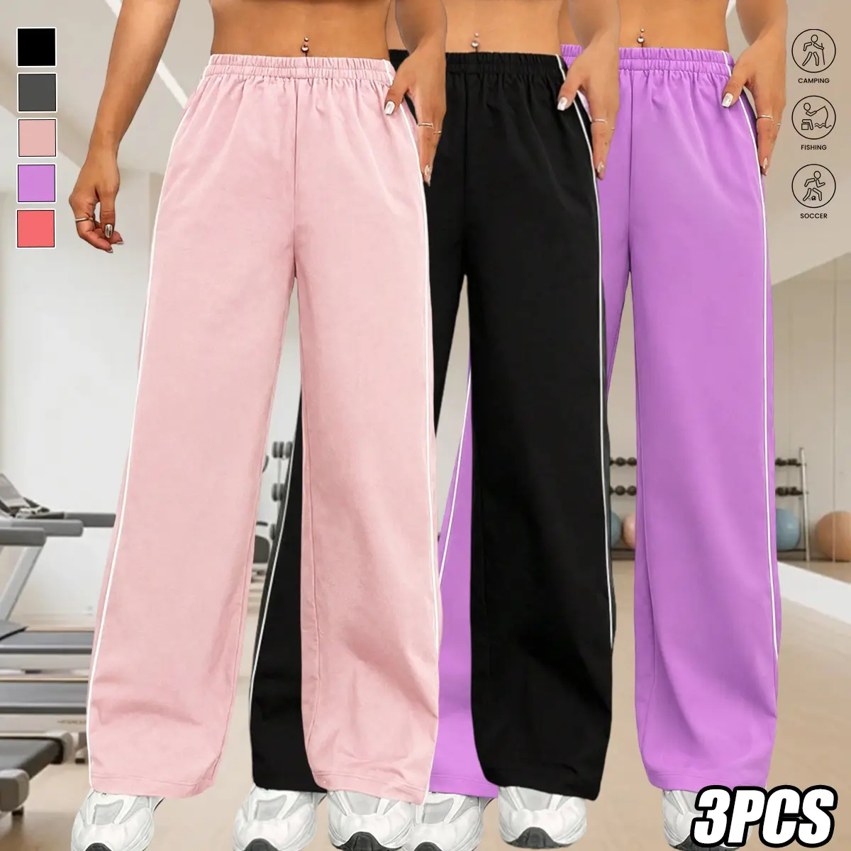 Women’s Loose Fit Casual Activewear Pants - Basic Streetwear Bottoms - Multi-Color Options - Women's Clothes, Baggy, Oversized