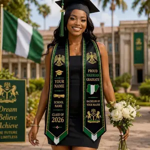 Personalized Nigerian Graduation Stole 2026, Custom Nigerian Flag Heritage Sash, Senior Graduation Gift