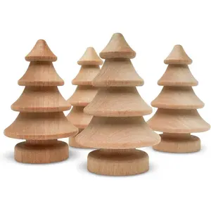 Mini Wooden Christmas Tree 2-3/4 inch, Pack of 50 Unfinished  Miniature Trees for Christmas Crafts, Peg People, Nature Table, and Small World Play, by