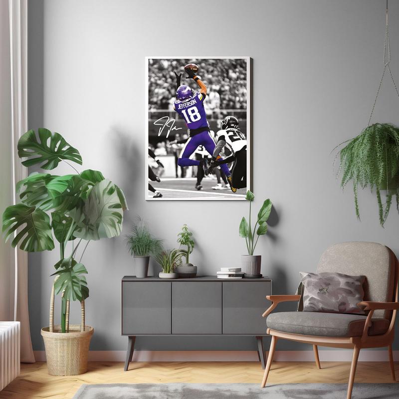 Justin Jefferson Poster, Minnesota, Bedroom Decor, Wall Art, Home Decor, Sports Poster, Gift For Fan (no Frame)