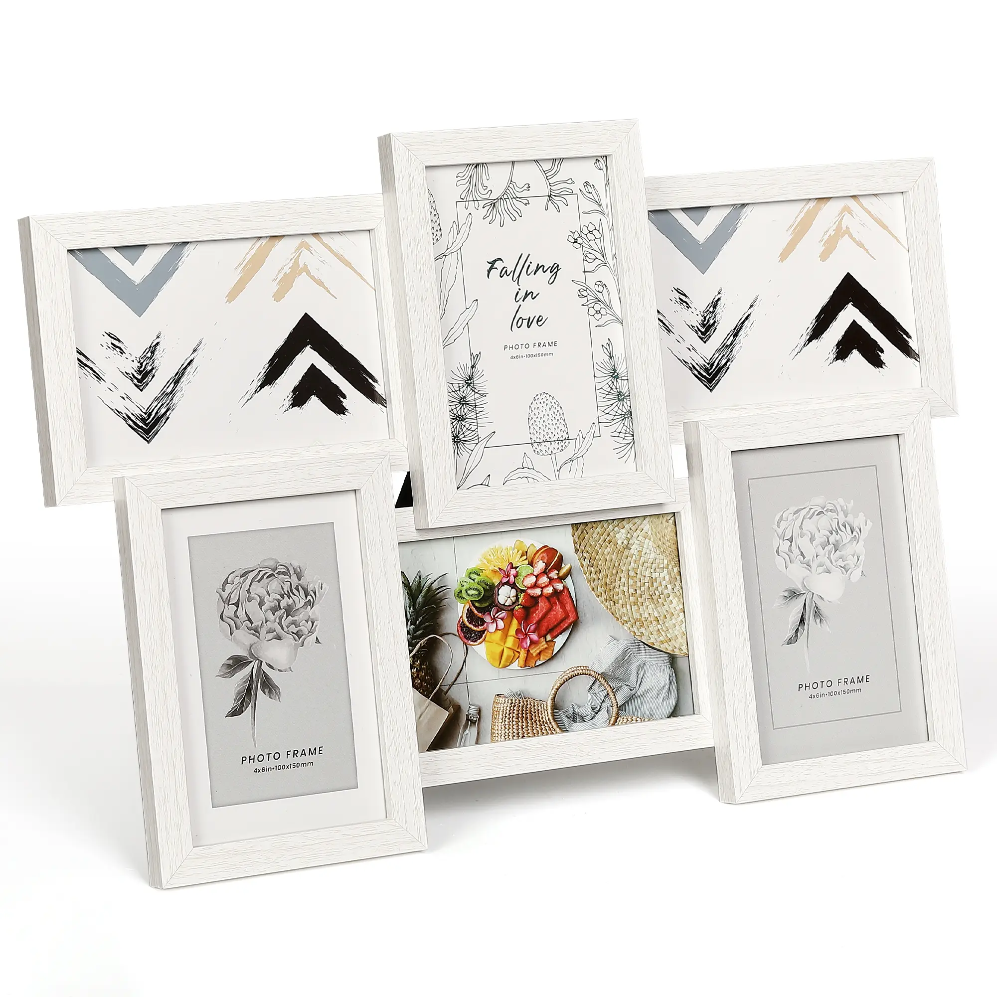 4x6 Photo Collage Wall Decor Frames, 6-Pack Multi Picture Frame Set, Wall Mount Frames with Clear Glass Front