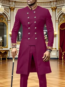 Two-piece Set Men's  Button Front Blazer & Pants,  Long Sleeve  Blazer & Pants Set, Fashion Classic Men's Two-piece Outfits for Party, Wedding Guest, Suits, Clothes