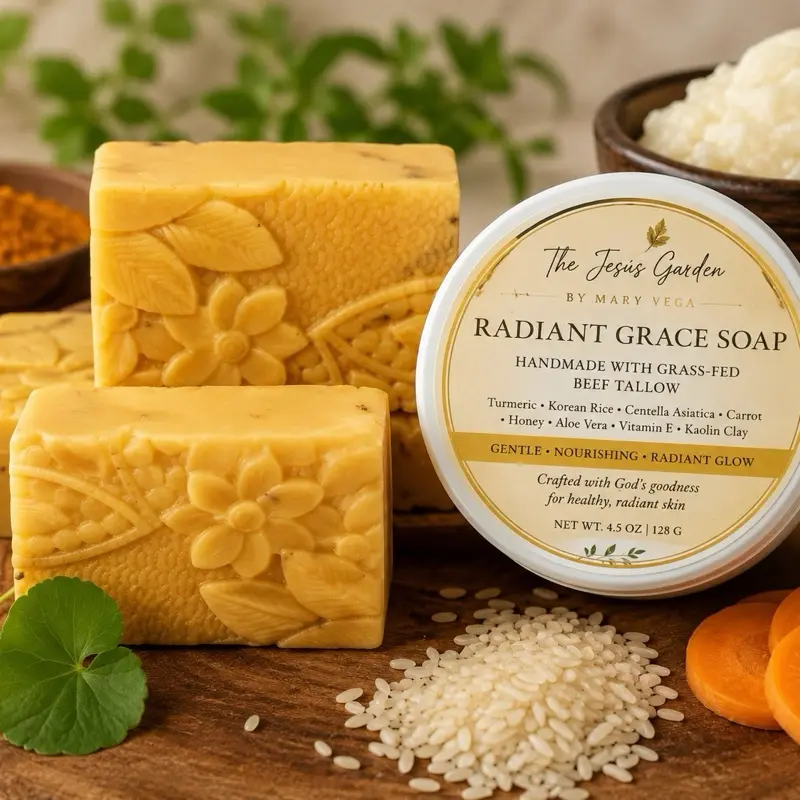 Artisan Moisturizing Facial Soap Radiant Grace Carrot, Centella Asiatica, Korean Rice & Turmeric - Daily Mild Gentle Cleanser Bar for All Skin Types Hydrating Moisture Cleansing Hydrate