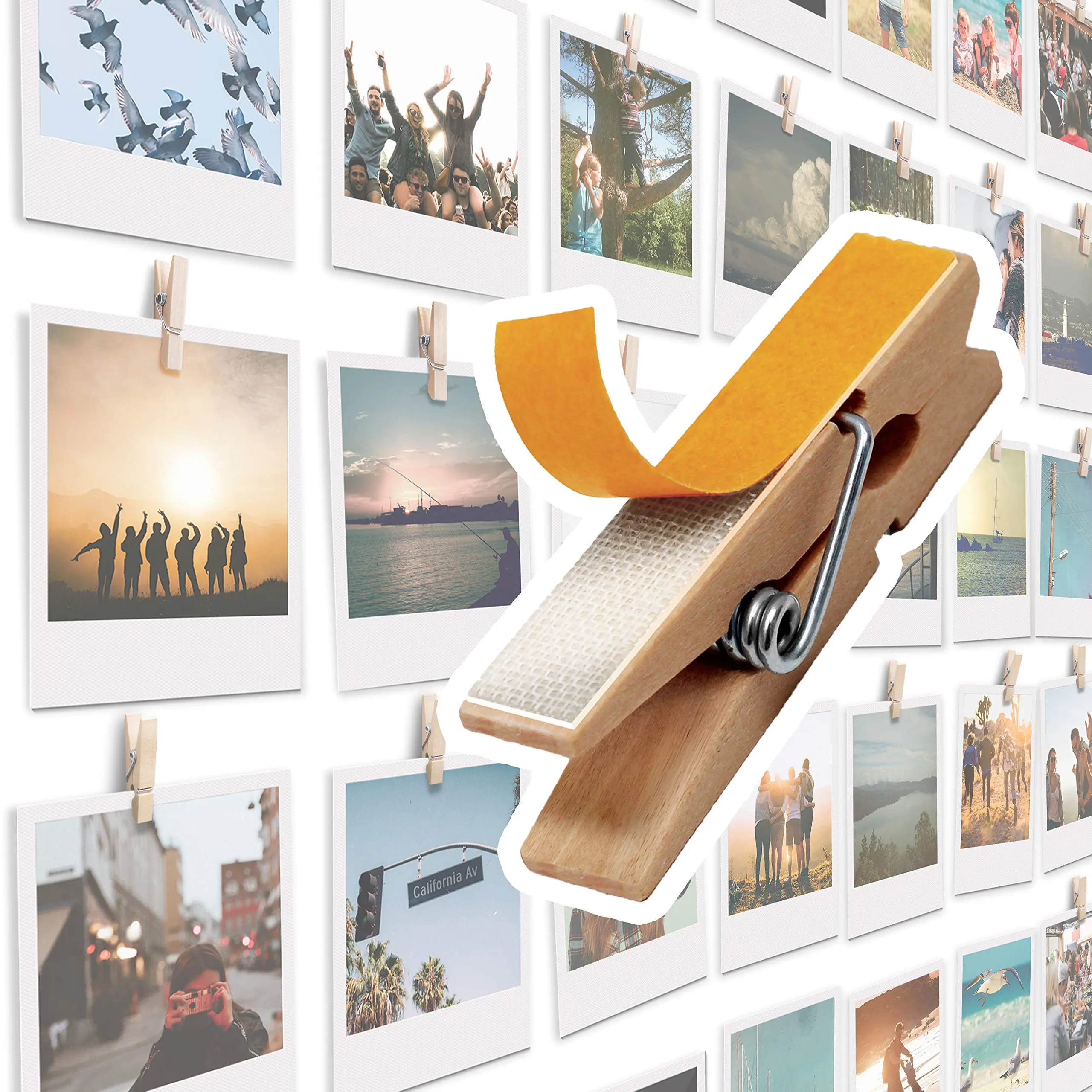 20 Pack Mini Self-Adhesive Photo Holders - For Walls, Poster Hangers, Photo Card Hanging Displays and Picture Boards