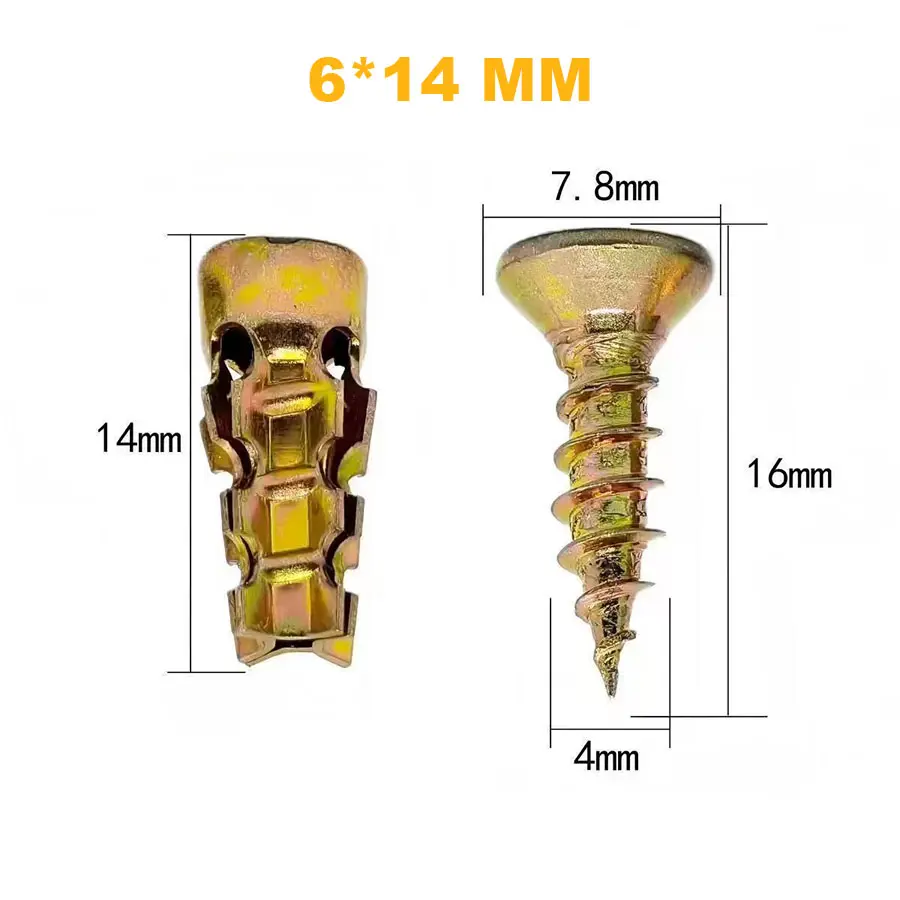 6x14mm Hinge Thread Repair Screws - DIY Hardware for Thread Restoration, Partition Hinge Repair, Precise Fit on Multiple Surfaces (Cabinet, Tile Mounting)