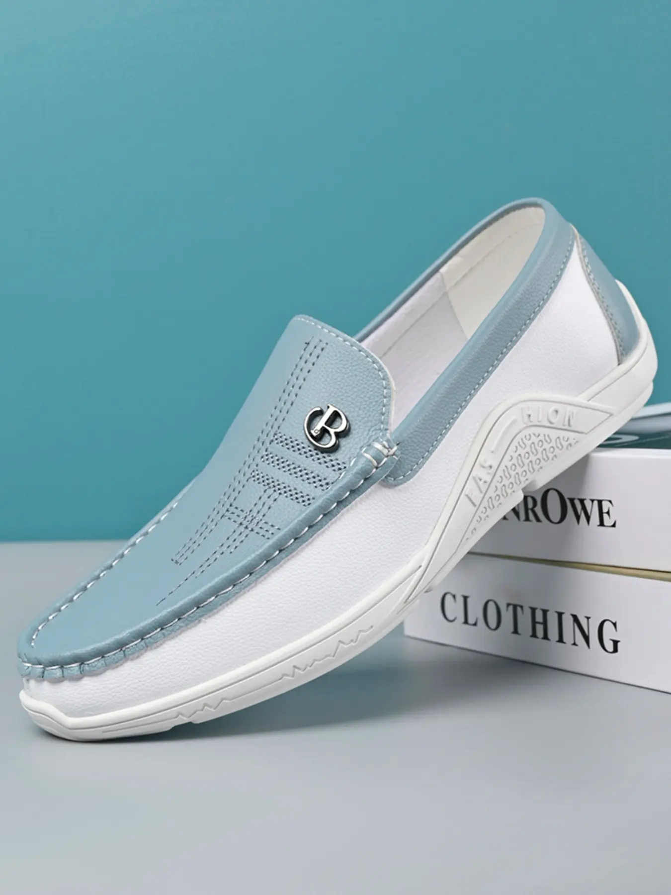 New Men's Trendy Korean Style Slip-On Flat Loafers, Casual British Leather Shoes, One-Step Lazy Design, Perfect for Daily Wear, Rubber, Slip On Footwear, Footwear Slipon