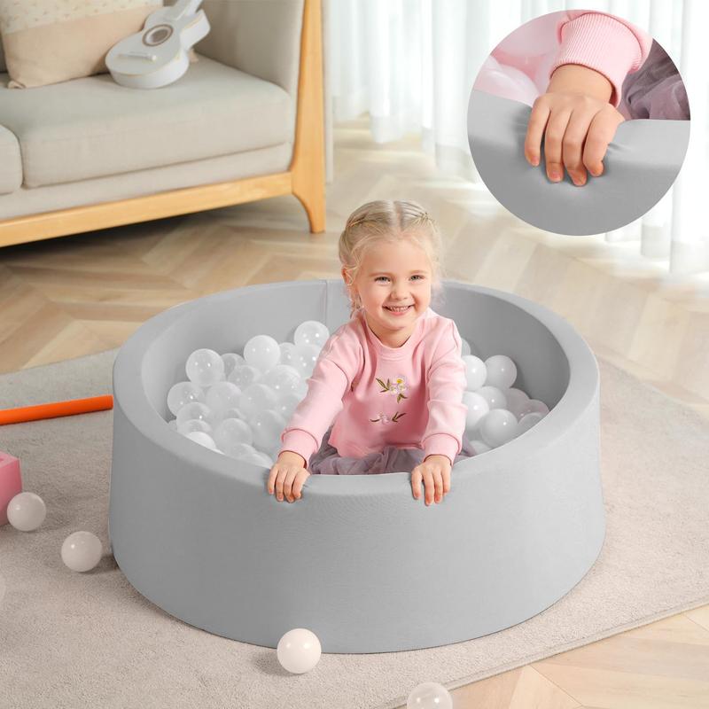 Foam Ball Pit Soft Round Kiddie Baby Playpen 35.4"x11.8" for Toddlers with Soft Foam and Safe Design Compact Portable Easy to Clean Vacuum-sealed Pink