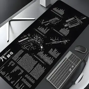 Cool Ar-15 Weapon Design Extra Large Gaming Mouse Pad,Aesthetic Desktop Drotection Pad,Washable Rubber Pad Non-Slip Lock Edge Multi-Size Mouse Pad Suitable For Home Office,Gaming Desk Accessory,Good Gift for Family and friends