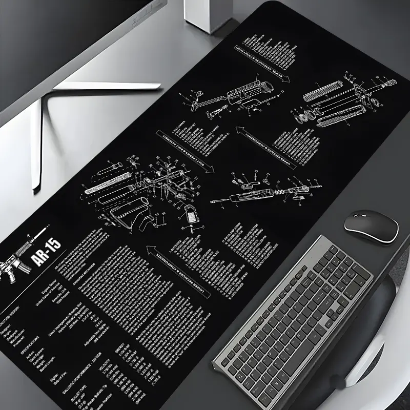 Cool Ar-15 Weapon Design Extra Large Gaming Mouse Pad,Aesthetic Desktop Drotection Pad,Washable Rubber Pad Non-Slip Lock Edge Multi-Size Mouse Pad Suitable For Home Office,Gaming Desk Accessory,Computer Desk Accessories,Good Gift for Family and friends