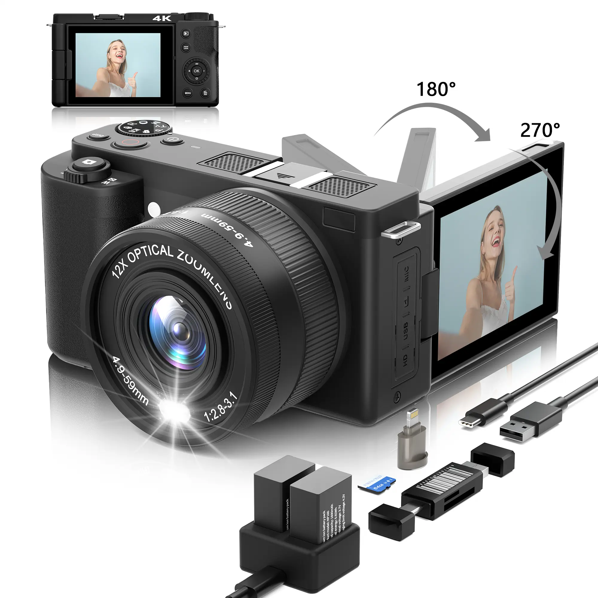 Portable Camera Designs Portable Retro Camera 64MP 4K Vlogging with WiFi - TikTok Shop