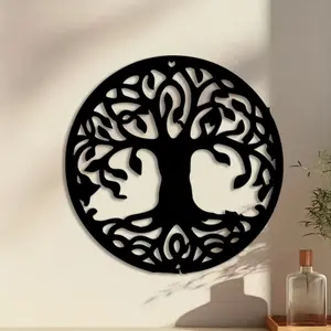 1pc Tree of Life Wind Chime, Garden Decor Mural, Perfect for Outdoor Hanging, Housewarming Gift, Ideal for Good Luck Charm, Durable Metal