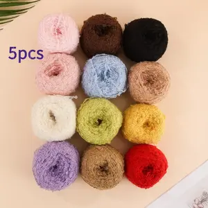 5pcs Luxury Wool Loop Yarn, Hand-Mixed Yarn Balls, Thick Yarn for DIY Knitting & Crochet, Soft, Warm and High-Grade Texture, Ideal for Scarves, Sweaters, Bags, Trendy High-Quality Hand Knitting Yarn