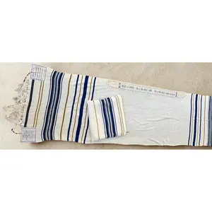 Messianic Christian Tallit with Bag | New Covenant Prayer Shawl | Royal Blue & Gold (72" x 22"), Designed in Israel