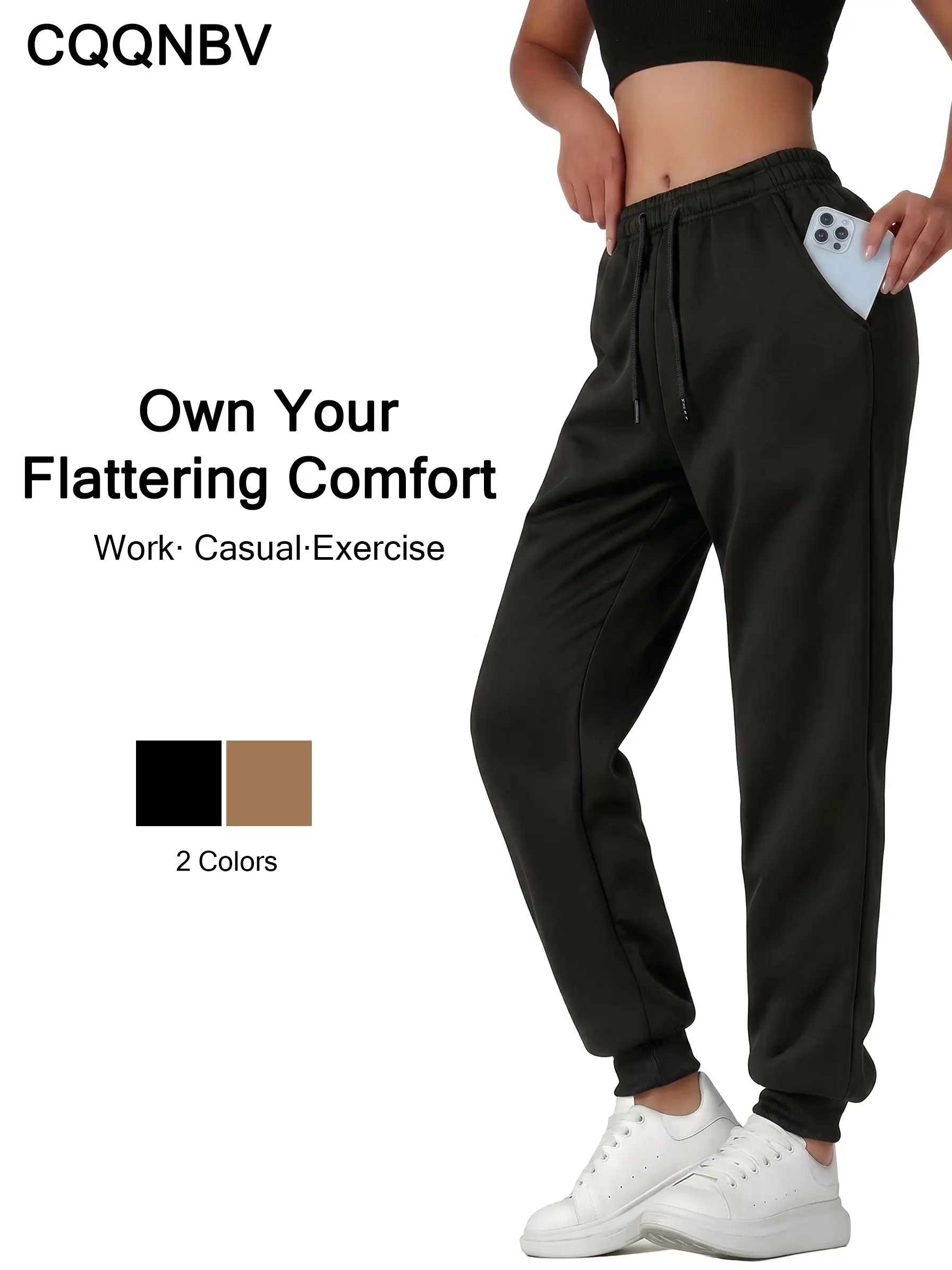 CQQNBV Women's High Waisted Wide Leg Yoga Pants, Soft Stretchy Polyester with Pockets, Moisture-Wicking for Sports & Exercise, Moisture Wick, Sporty Chic, Polyester Blend, Casual, Pants For Athletes, All Season, 5% Elastane, Elastic Waist