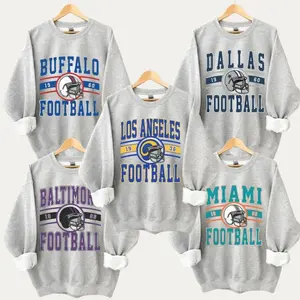 Vintage All Team Football Sweatshirt with Big Words Logo and Graphic Tees for Football Fans Ash Grey Color Vintage Sweatshirt Football Sweatshirt Shirt Unisex Sweatshirt - RO