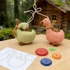 A Pair of Goose Patchwork Quilting Templates | With 4 Quilting Seam Loops, Cream Color, Great Tool for Quilting Goose in Patchwork Quilting Fabrics