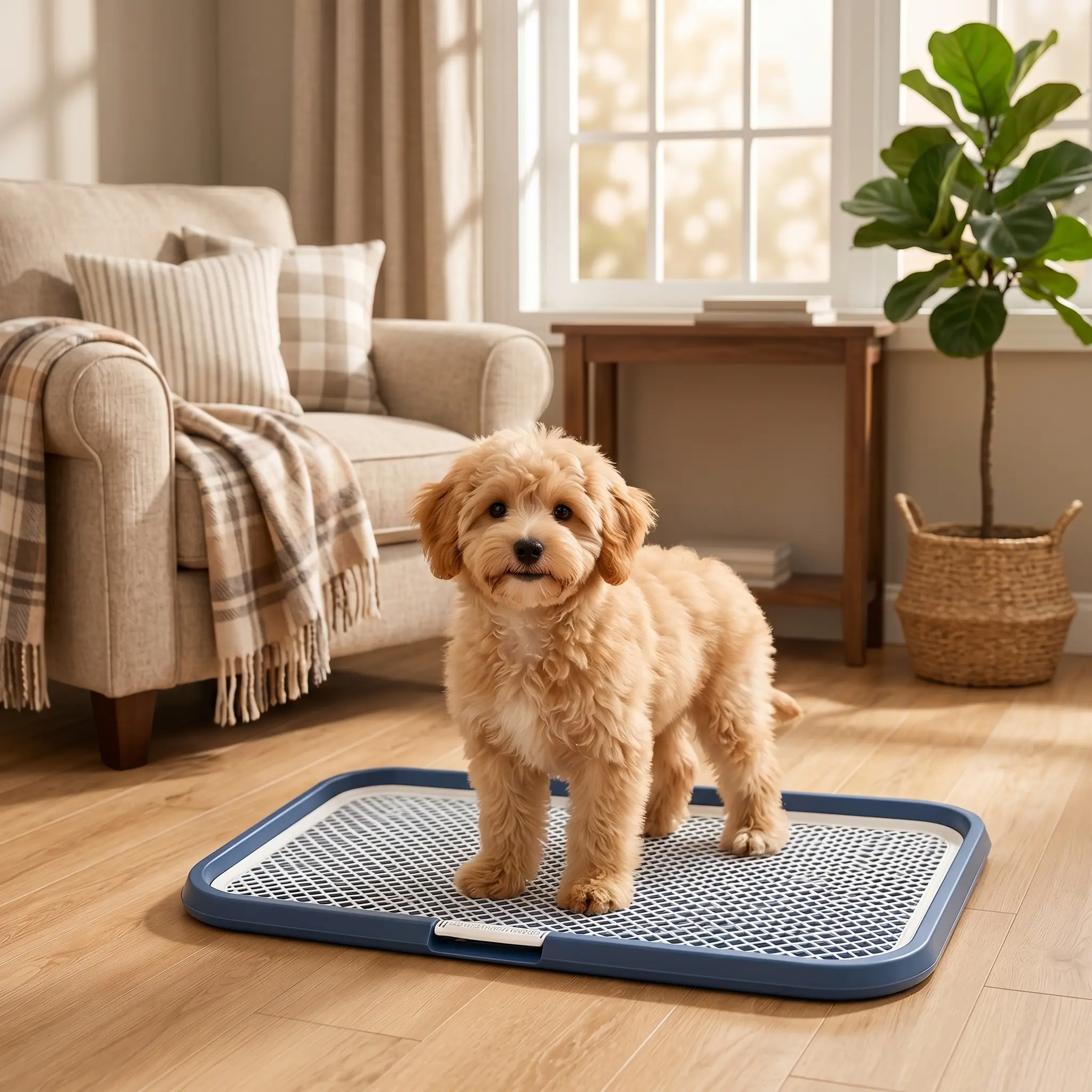 Indoor Dog Potty Tray - Safe Removable Mesh Grating, Leak-Proof Holder, Odor-Neutralizing for Small Dogs Puppy Toilet Training (Suitable for Bathroom, Living Room, Balcony)