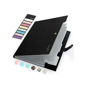 Sooez Accordion File Organizer, Letter Size Expanding File Folder with Labels, 5 Pocket Folders for Document, Portable Paper Bill Receipt Organizer for Home School Office Supplies, A4 Size, Black