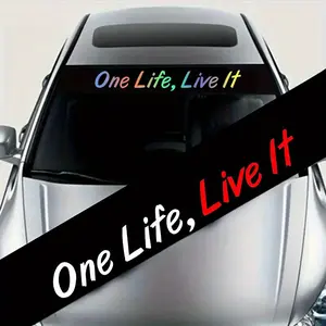 1PC Personalized One Life Live It Windshield Decal Creative Alphabet Design Waterproof Self-Adhesive Durable Sticker for Car SUV Truck Glass Metal Surface Vehicle Outdoor Decorative Accessories Scratch Masking Car Sticker