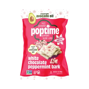 Poptime White Chocolate & Peppermint Bark Popcorn