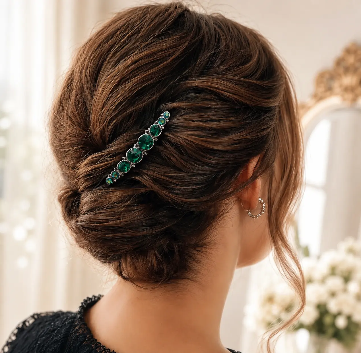 Emerald Green Crystal Hair Comb Set