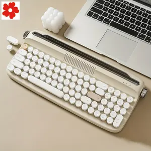 New B309 Sand Beige Upgraded Wireless Keyboard Retro Keyboard & Mouse