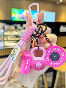 Mini Barbell Plates and Kettlebell Keychain Accessories,Weight Plate Pendants,Gym Bag Charms,Weaving,Unisex Fitness Hanging Decorations Kettlebell Barbell Keychain Braided Woven Rope Bag Charm Gift for Women Men, Keychain For Bags